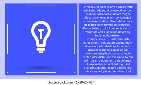 Vector icon bulb 10 EPS . Lorem Ipsum Illustration design