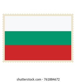Vector icon Bulgaria flag on postage stamp isolated on white background. Bulgaria flag button