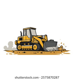 Vector icon: Bulldozer With a Shovel on a White Background.