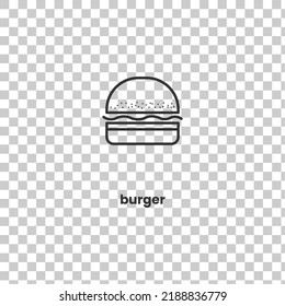 Vector Icon Of Burger. Vector Illustration In Dark Color And Transparent Background (png)