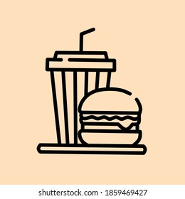 Vector icon burger isolated brown background