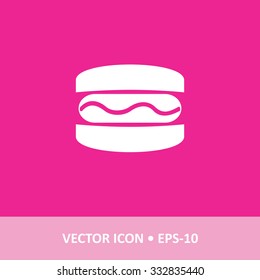 Vector Icon of Burger on Magenta Background. Eps.10.