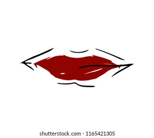 Vector icon of burgundy lips. Element for logo. Print. Isolated
