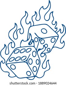 Vector icon of burning dice