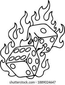 Vector icon of burning dice