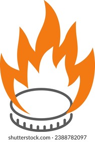 Vector icon of burning gas burner