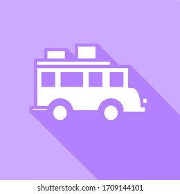 Vector Icon Of The Bus with Glyph Style Long Shadow
