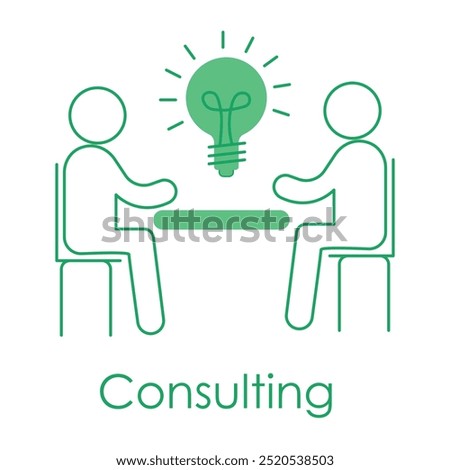 Vector icon for business consulting with presentation board and team. Symbolizes expert advice and knowledge sharing.