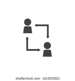 Vector icon business man with arrow on white isolated background.