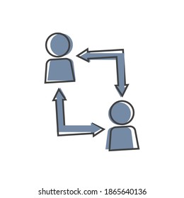 Hombre de negocios con icono vectorial con estilo de caricatura de flecha sobre fondo aislado blanco.