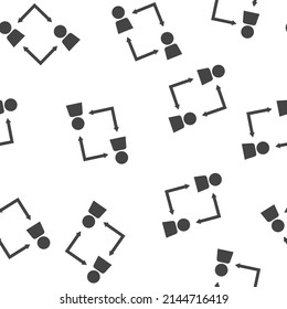 Vektorsymbol-Geschäftsmann mit Pfeil-nahtlosem Muster auf weißem Hintergrund.