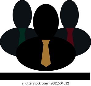 Vector icon business men with colored tie sign. Eps 10.