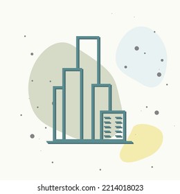 Vector icon of a business office building on multicolored background. Layers grouped for easy editing illustration. For your design.