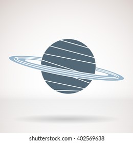 Vector icon for business presentations, interface, logo. Modern flat design. The planet with the rings, Saturn.