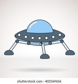 Vector icon for business presentations, interface, logo. Modern flat design. UFO, flying saucer.
