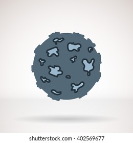 Vector icon for business presentations, interface, logo. Modern flat design. The asteroid, space debris, the moon.