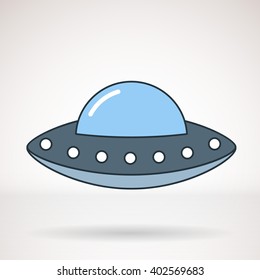 Vector icon for business presentations, interface, logo. Modern flat design. UFO, flying saucer.