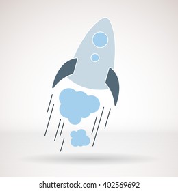 Vector icon for business presentations, interface, logo. Modern flat design. Outer space rocket.
