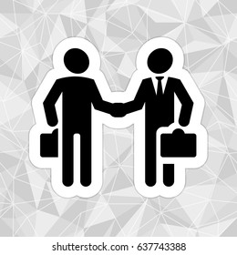 Vector icon of businessman shaking hands with geometric seamless background.