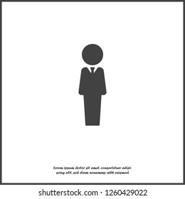 Vector icon of a businessman. Businessman at work  icon on white isolated background. Layers grouped for easy editing illustration. For your design.