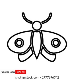 Vector icon of a butterfly with a flat style, white background.