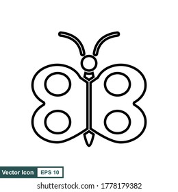 Icono vector de una mariposa con un estilo plano. Concepto de insectos. fondo blanco.
