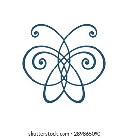 Vector icon butterfly. Logo monogram design template. Original calligraphic illustration for print, web
