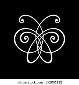 Vector icon butterfly. Logo monogram design template. Original calligraphic illustration for print, web