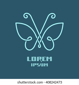 Vector icon butterfly. Logo monogram design template. Original calligraphic illustration for print, web