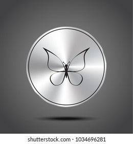 Vector icon butterfly metallic isolated on dark background