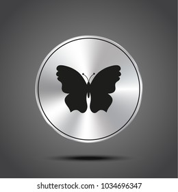 Vector icon butterfly metallic isolated on dark background
