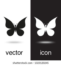 Vector icon butterfly on black and white background
