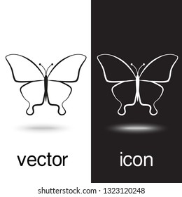 Vector icon butterfly on black and white background