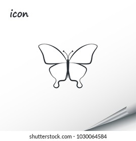 Vector icon butterfly on a wrapped silver sheet