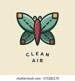 Vector icon of a butterfly with text clean air