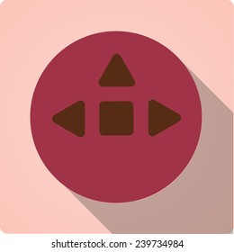 Vector icon "buttoms" on a red circle with a long shadow