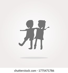 vector icon button with baby boy and girl inside