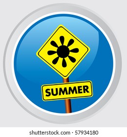 Vector icon. Button with the symbol-sign of summer