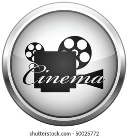 Vector icon (button). The Videocamera silhouette.