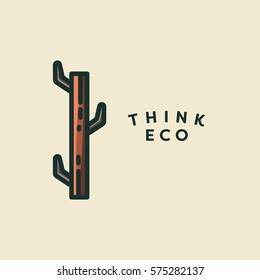 Vector icon of cactus with text think eco