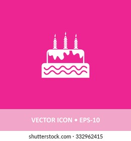 Vector Icon of cake on Magenta Background. Eps.10.
