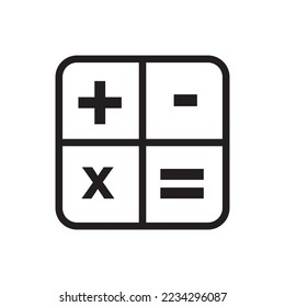 Vector icon calculator. Black and white calculator, white background.