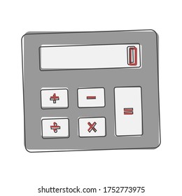 Estilo de caricatura de la calculadora de iconos vectores sobre fondo aislado blanco.