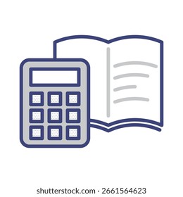 Vector Icon of Calculator and Notebook for Accounting and Study