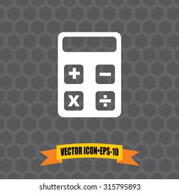 Vector Icon of Calculator on Dark Gray Background. Eps.10.