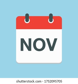 Vector icon calendar autumn month - November. Sign of the year. Vector illustration.