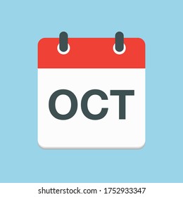 Vector icon calendar autumn month - October. Sign of the year. Vector illustration.