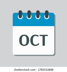 Vector icon calendar autumn month - October. Sign of the year. Vector icon illustration flat style. Date day of month Sunday, Monday, Tuesday, Wednesday, Thursday, Friday, Saturday. Holidays date.
