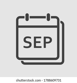Vector icon calendar autumn month - September. Sign of the year. Vector icon illustration flat style. Date day of month Sunday, Monday, Tuesday, Wednesday, Thursday, Friday, Saturday. Holidays date.