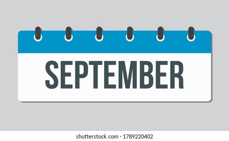 Vector icon calendar autumn month - September. Sign of the year. Vector icon illustration flat style. Date day of month Sunday, Monday, Tuesday, Wednesday, Thursday, Friday, Saturday. Holidays date.